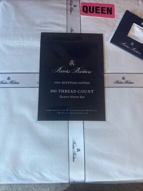 Brooks Brothers White 800 TC Egyptian Cotton Queen Sheet Set
